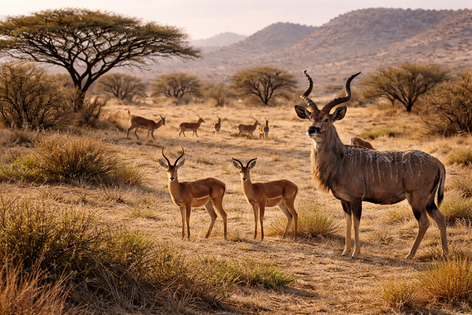Plains Game in der Trockenzeit im südafrikanischen Winter
